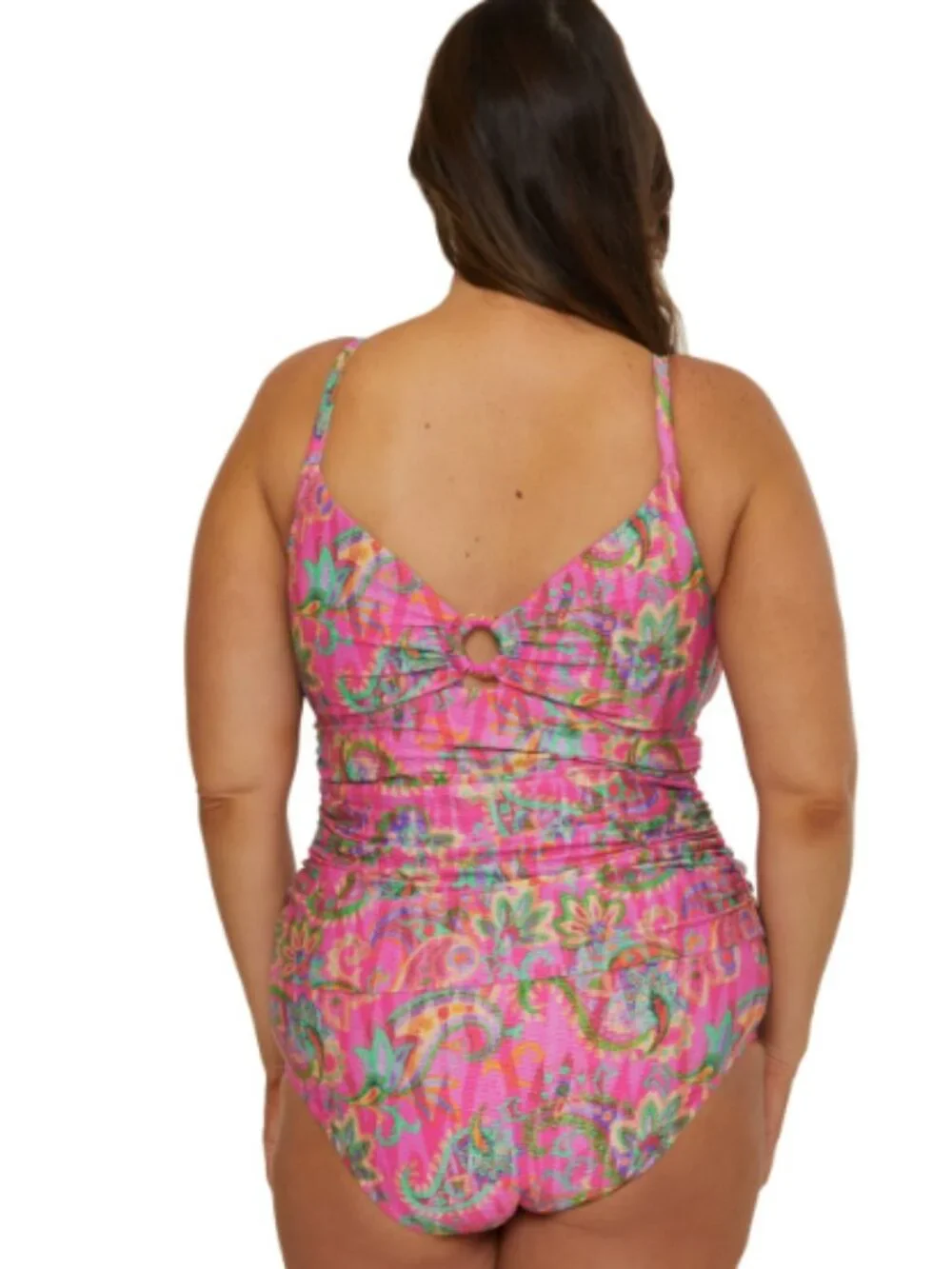 Becca Women Plus Size Polynesia Printed Ring Tankini Top Multicolor Size 0X 8216